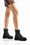 Women's Black Lace-Up Boots Thick Soled Zippered Winter Casual Stylish Boots 66 - 4