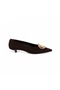 Gold Detailed Suede Pointed Toe Low Heel Shoes - 2