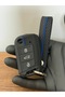 Volkswagen- Skoda- Seat Mqb 3-Button Honeycomb Pattern Key Control Protection Case Black Blue + Keychain in the Same Pattern