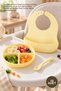 10 Pieces 3-Piece Silicone Baby Feeding Set – Vacuumed 3-Compartment Plate, Teether Spoon, Adjustable Bib, Yellow, Silicone Baby Feeding Set, Suction Plate, Teether Spoon