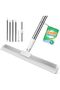 Rubber Squeegee Broom with Long Handle, 180° Rotating Floor & Window Wiper for Wet Dry Cleaning, Pet Hair, Dust, Glass & Rugs
