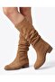 Code 100, Genuine Leather, with a Raised Sole, Without Bag and Zipper, Bellows-Style Boots