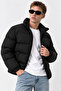 New Now Men's Black Inflatable Coat with Stand Collar, Water and Wind Resistant - 4
