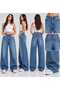 Women's Oversize Wide Leg Baggy Jean Pants - 2