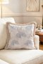 Ginkgo Haze Ginkgo Leaf Patterned Beige Blue Fringed Decorative Throw Pillow Cover - 2