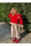Girl's Heart-Shaped Ruffle Detailed 2-Piece Top and Bottom Set - 4