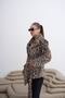 Leopard Patterned Design Double-Breasted Fur Jacket with Shawl Detail