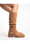 Code 100, Genuine Leather, with a Raised Sole, Without Bag and Zipper, Bellows-Style Boots - 2