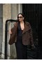 Women's Oversize Laminated Plush Fur Coat Jacket - 5