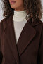 9143 Women's Double Breasted Lapel Stamp Coat - Brown - 4