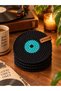 Hubush Handmade Retro Record Coaster – Knitted Vinyl Record Design-Turquoise - 5