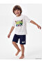 Ozmarka New Season White Printed Boys' Shorts Pajama Set