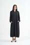 Hooded Zip-Front Long Overcoat - Black