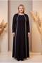 Crew Neck White Striped Black Combed Cotton Fabric Full Length Dress - 5
