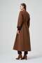 Belted Long Coat with Pleated Front Panel - Tan - 4