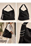 Women's Black Suede Large Size Shoulder Bag - 2