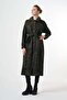 Belted Zip-Front Textured Overcoat - Khaki - 3