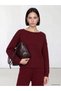 Alita City Lcw Comfort Burgundy Knitwear Plain Boat Neck Women's Sweater