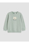 Ozmarka New Season Green Baby Boy Embroidered Sweatshirt and Striped Trousers - 3