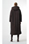 Plus-Size Hooded Long Quilted Coat - Brown - 7
