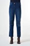 Ribbed-Detail Denim Trousers - Navy