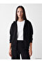Alita City Black 3 Thread Threaded Flat Oversize Women's Zippered Sweatshirt with a Difference
