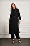 Double-Breasted Linen Overcoat - Black - 2