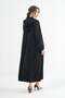 Hooded Zip-Front Long Overcoat - Black - 3