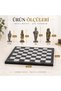 Luxury metal chess set with ottoman byzantine figures, chrome plated black marble patterned wooden board 25x25 - 7