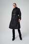 Belted Long Winter Coat with Zip Details - Black