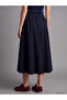 Özmarka New Season Navy Blue Elastic Waist Flared Skirt - 4