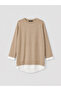 Two Mt Shop Quality Lcw Everyday Brown Oversize Soft Touch Women's Sweatshirt - 5