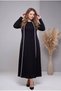 Crew Neck White Striped Black Combed Cotton Fabric Full Length Dress - 6