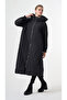 Plus-Size Hooded Diamond-Quilted Coat - Black - 2
