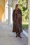 Long Patchwork Coat - Brown - 3