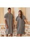 Plain Cappa Bathrobe, Snap Button Sides, Grey