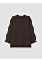 Two Mt Shop Quality Lcw Modest Brown Combed Cotton Plain Loose & Baggy Women's Sweatshirt Tunic - 5