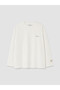 Two Mt Shop Quality Lcw Modest White Combed Cotton Printed Oversize Women's Sweatshirt Tunic - 5