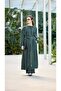Belted Cupro Long Coat with Seam Details - Green - 2