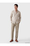 Özmarka New Season Beige Regular Fit Dobby Men's Shirt