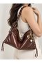 Women's Shoulder Bag with Pearl Star Accessories and Knitted Handle Strap, Soft Textured and Casual Hobo Bag (Width 40 cm Length 23 cm)