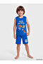 Ozmarka New Season Blue Printed Boys' Shorts Pajama Set