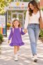 Baby Girl Child Ruffle Ribbed Dress Long Sleeve Casual Stylish Dress %100 Cotton - 5