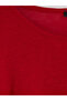 Two Mt Shop Quality Lcw Curve Red Combed Cotton Plain Oval Neck Long Sleeve Women's Blouse - 4