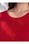 Two Mt Shop Quality Lcw Curve Red Combed Cotton Plain Oval Neck Long Sleeve Women's Blouse - 2