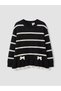 Alita City Lcw Kids Black Knitwear Striped Oval Neck Girls' Sweater - 2