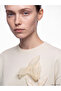 Vizyon New Season Beige Embroidered Soft Touch Women's Sweatshirt - 3