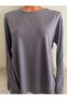 Er Clothing Combed Cotton Blouse Long Sleeve Crew Neck Stone Gray - 4