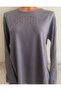 Er Clothing Combed Cotton Blouse Long Sleeve Crew Neck Stone Gray - 5