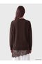 Ozmarka New Season Brown Crew Neck Lace Detailed Women's Knitwear Tunic - 4